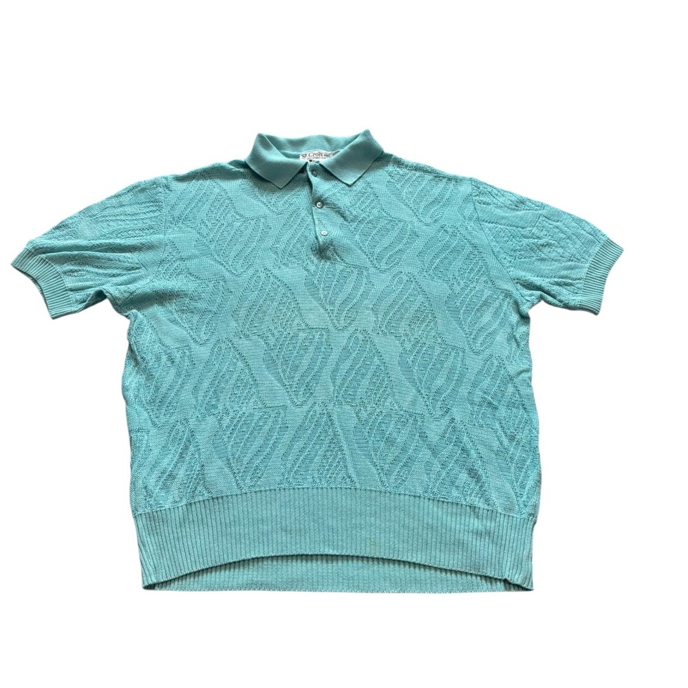 St Croix Knits Men's Teal Textured Knit‎ Polo Shirt Size XL Made in USA - Picture 2 of 8